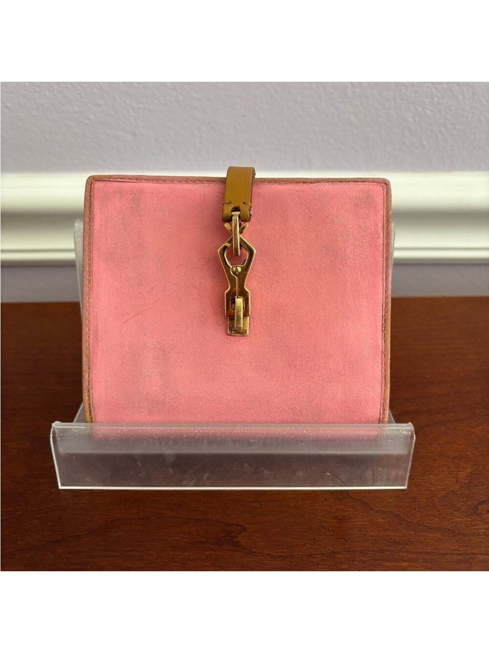 Gucci Jackie Bifold Wallet Pink Suede Leather/Tan | Authentic Preowned - Picture 2 of 7